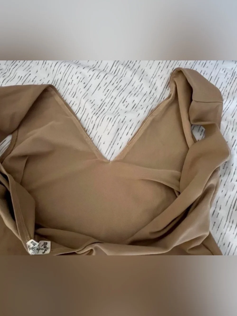 NWT Free People Deep V-Neck Tan Bodysuit - Size S